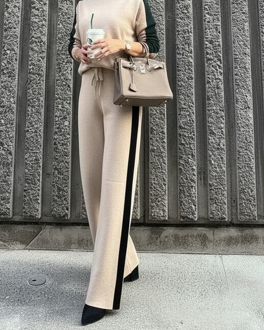 【即納】バイカラーラインリラックスセットアップ