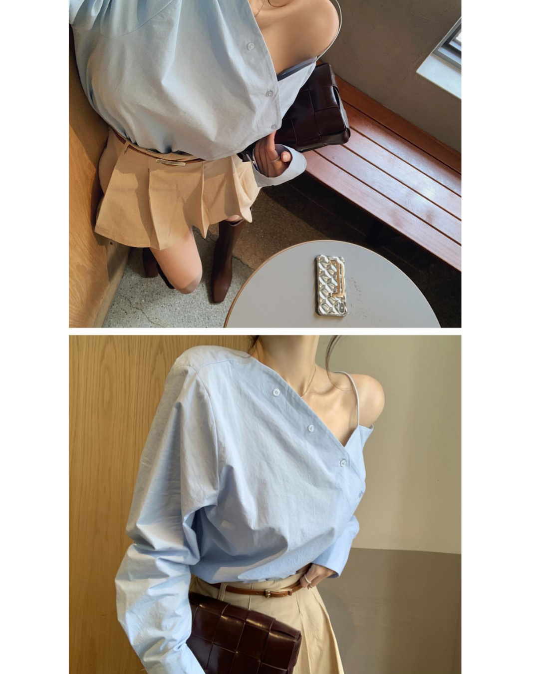 即納【新作 3/13(金)PM12:00~販売START】アシンメトリーカットアウトシャツ