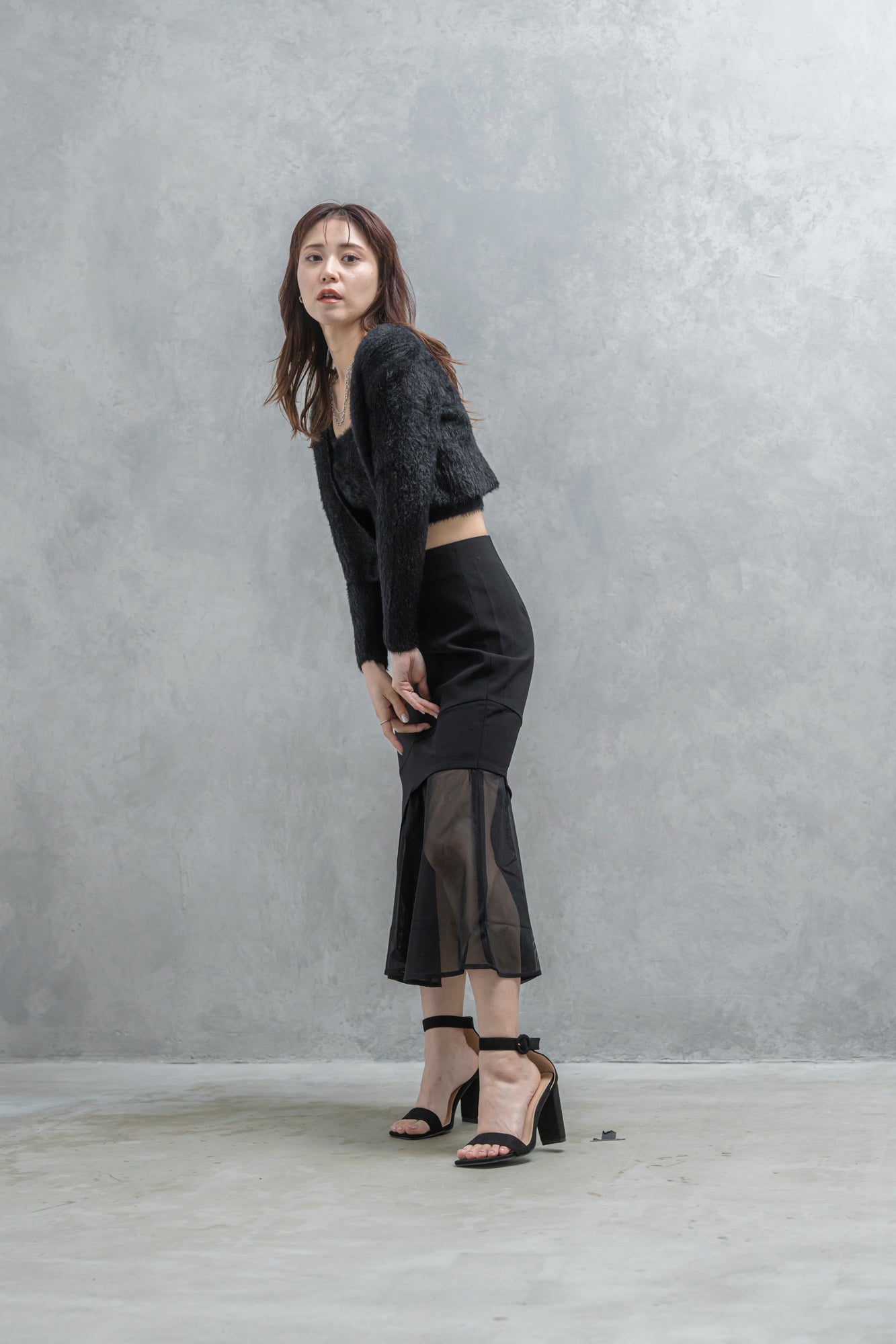 〈50%OFF〉【一部即納】アシンメトリーレイヤードメッシュスカート