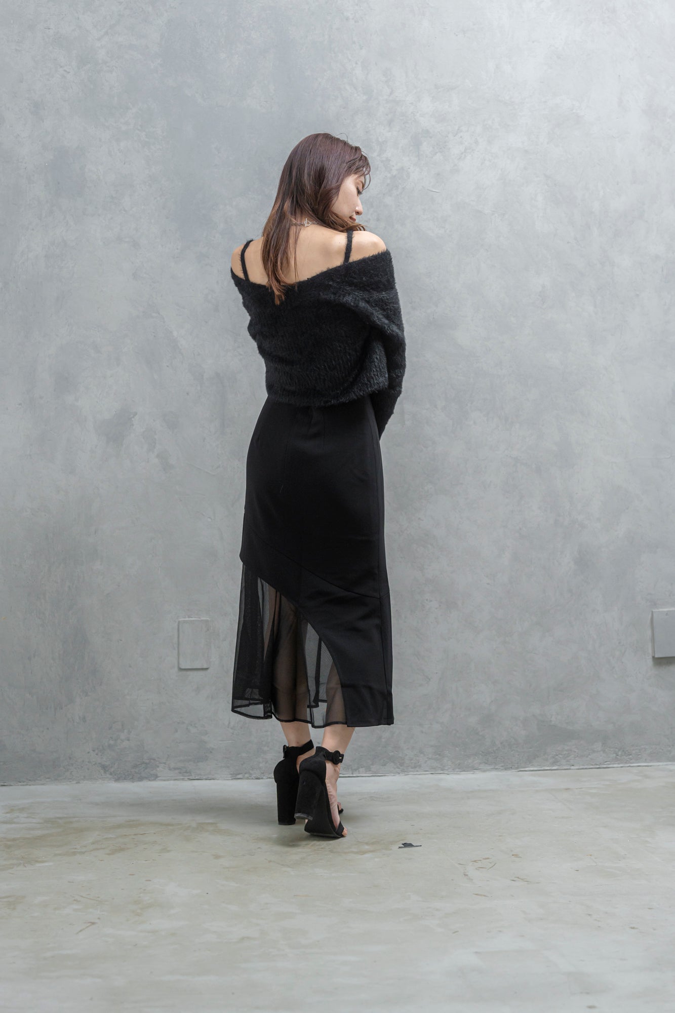 〈50%OFF〉【一部即納】アシンメトリーレイヤードメッシュスカート