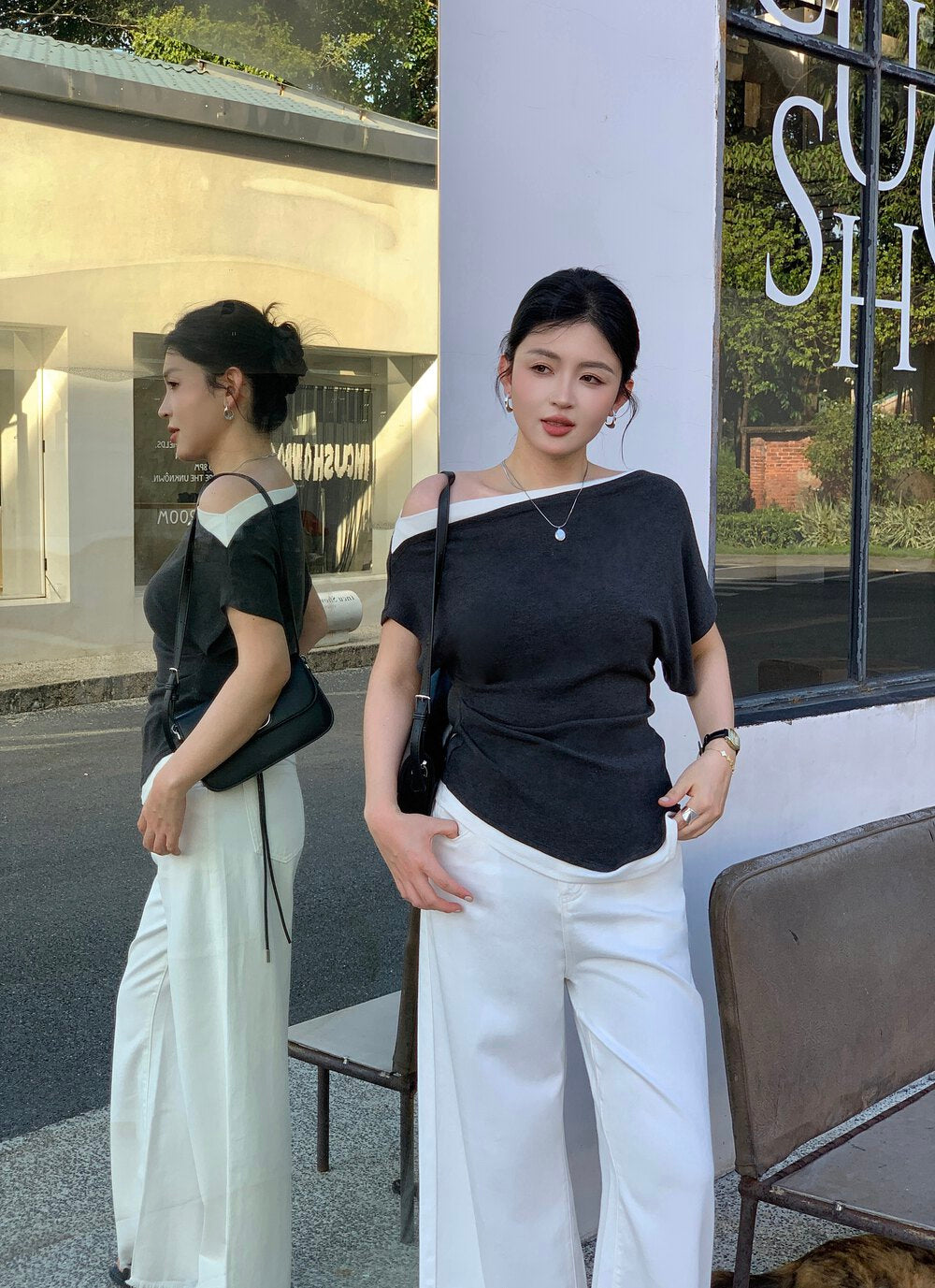 \ Limited Collection♡ /【即納】オフショルダーアシメTシャツ