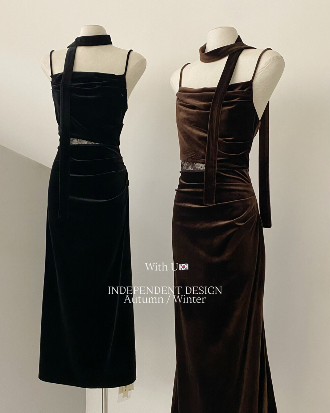 【即納】ドレープライン ベルベットキャミワンピース