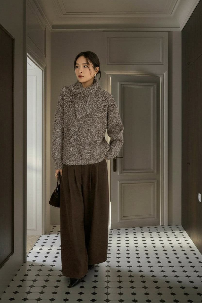 Set fair対象 | 27日(金)0:00~【即納】ミックスヤーン ボリュームスリーブニット