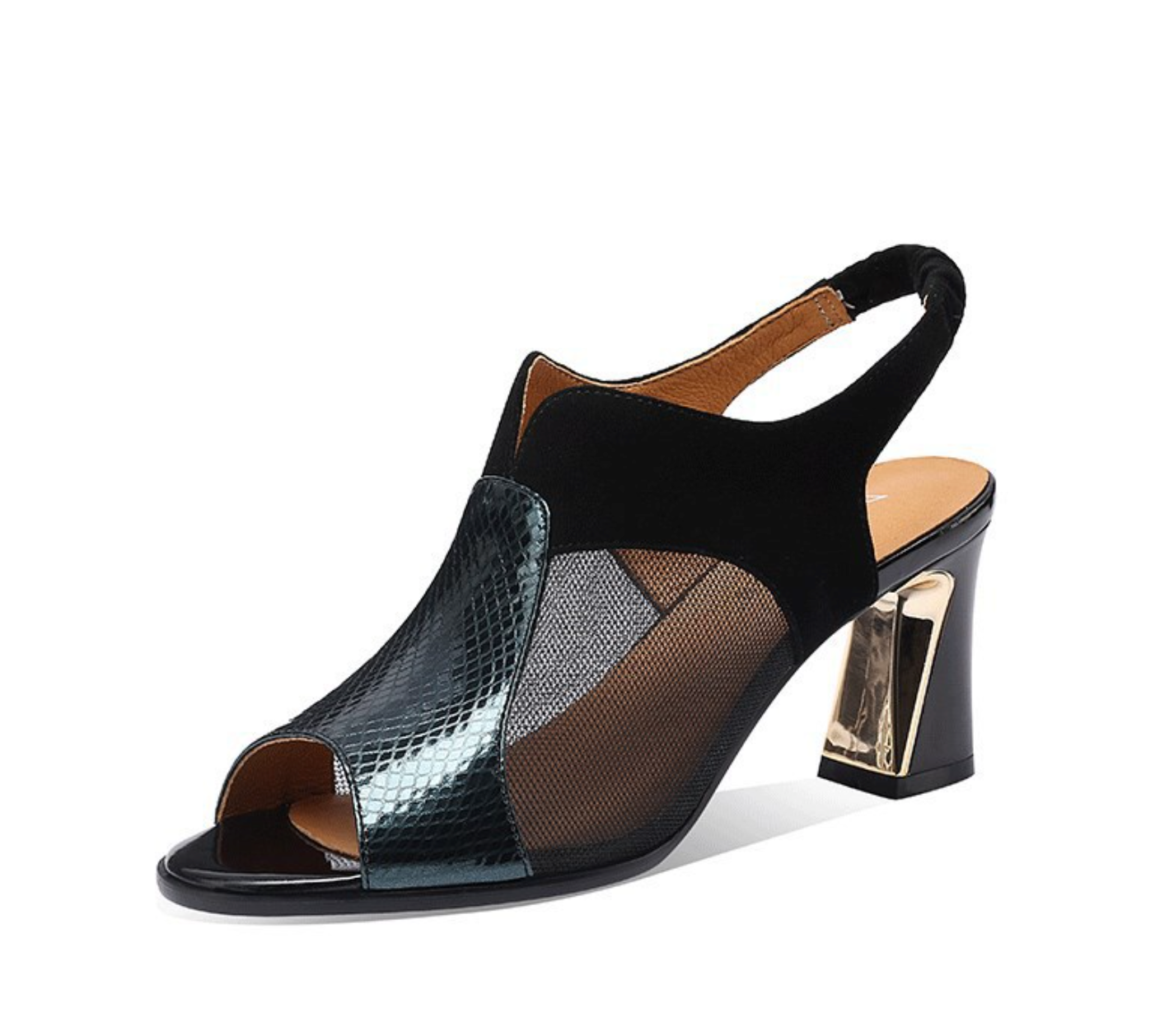 ブロックヒールメッシュサンダル