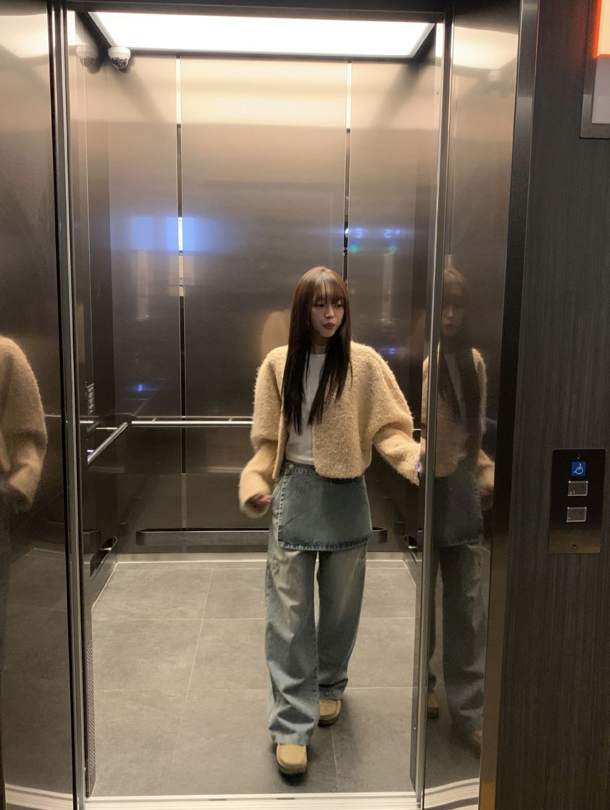 レイヤードルックデニムパンツ