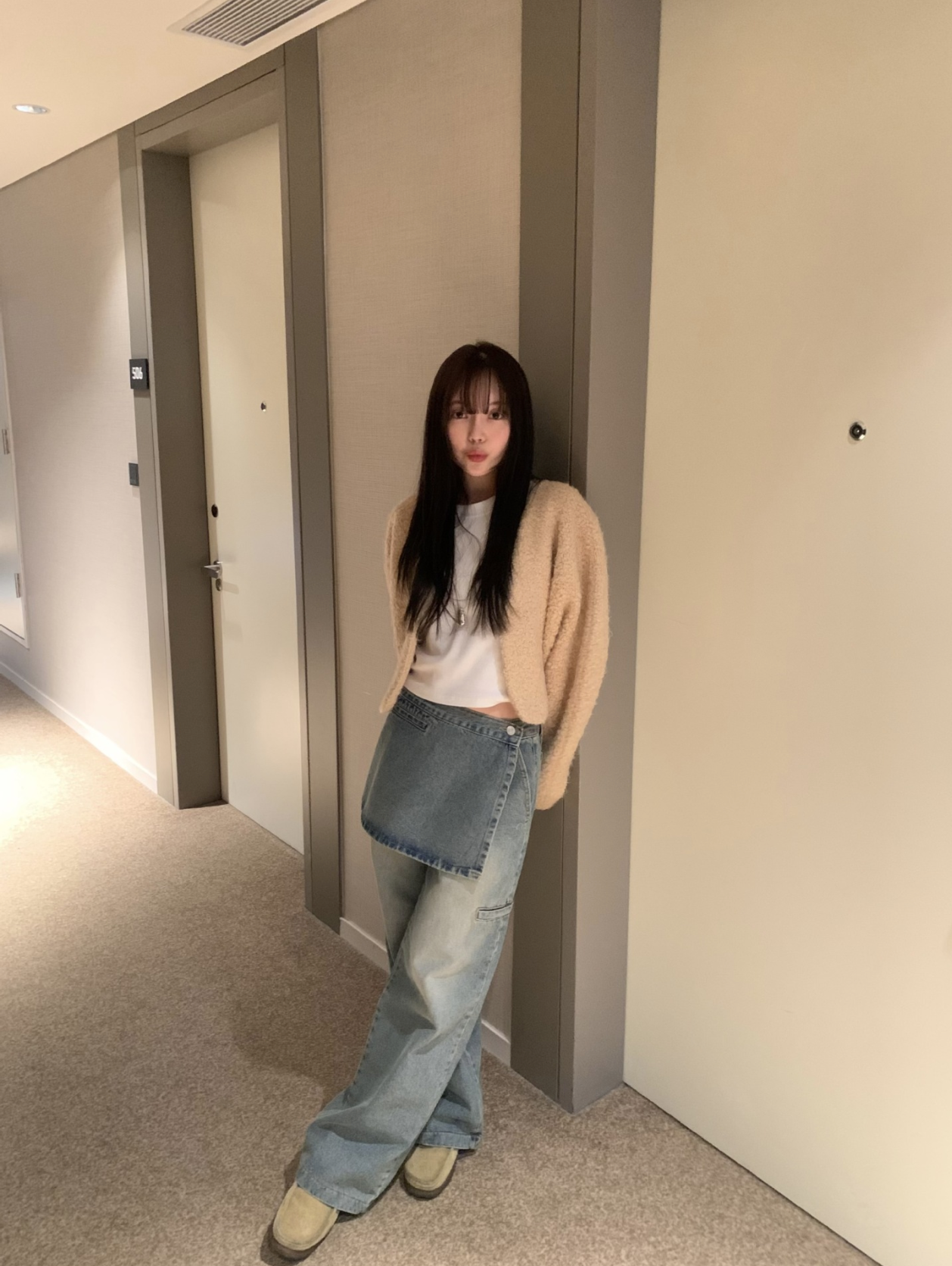 レイヤードルックデニムパンツ