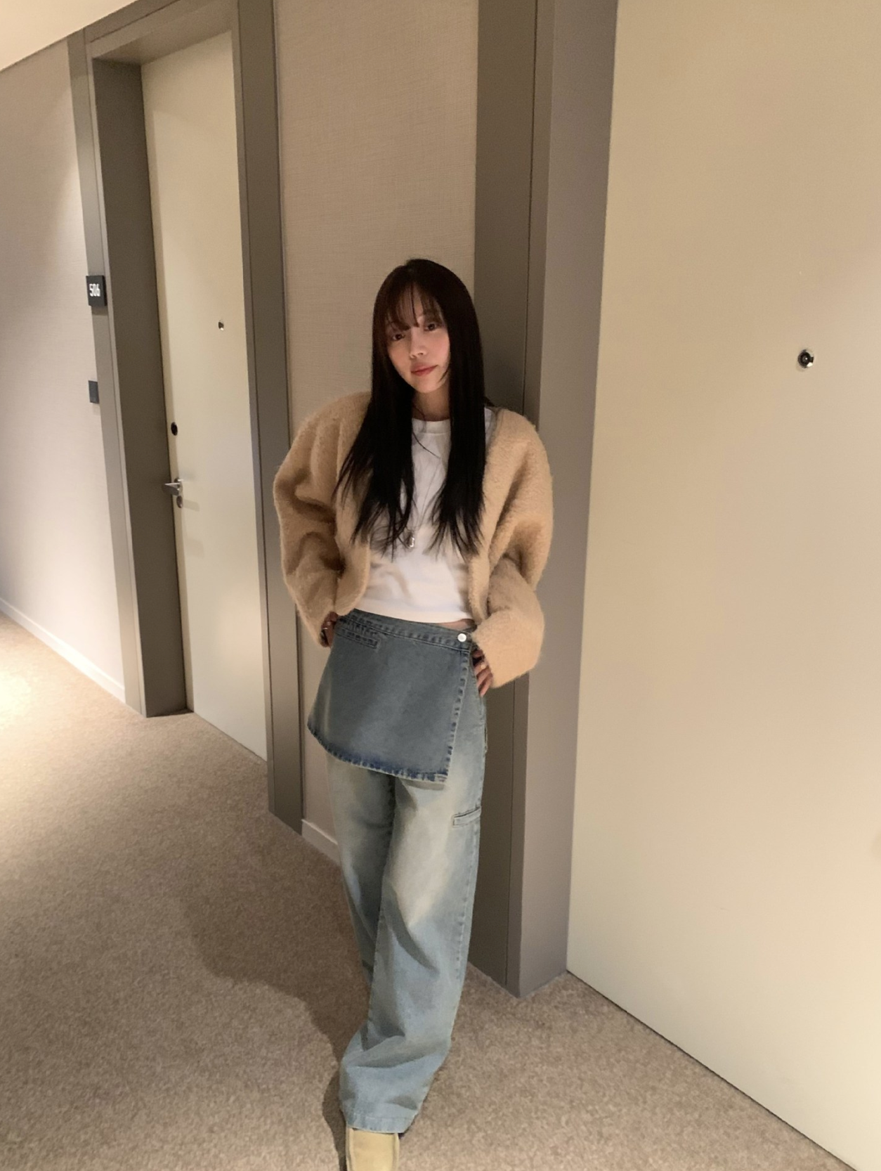 レイヤードルックデニムパンツ