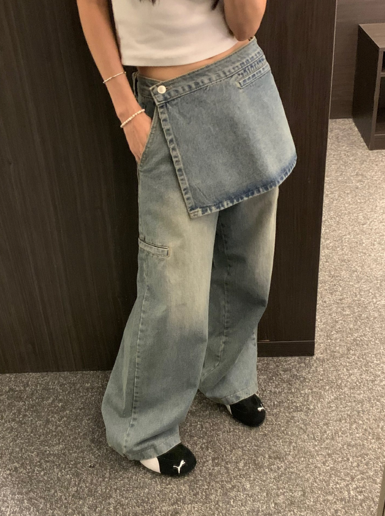 レイヤードルックデニムパンツ