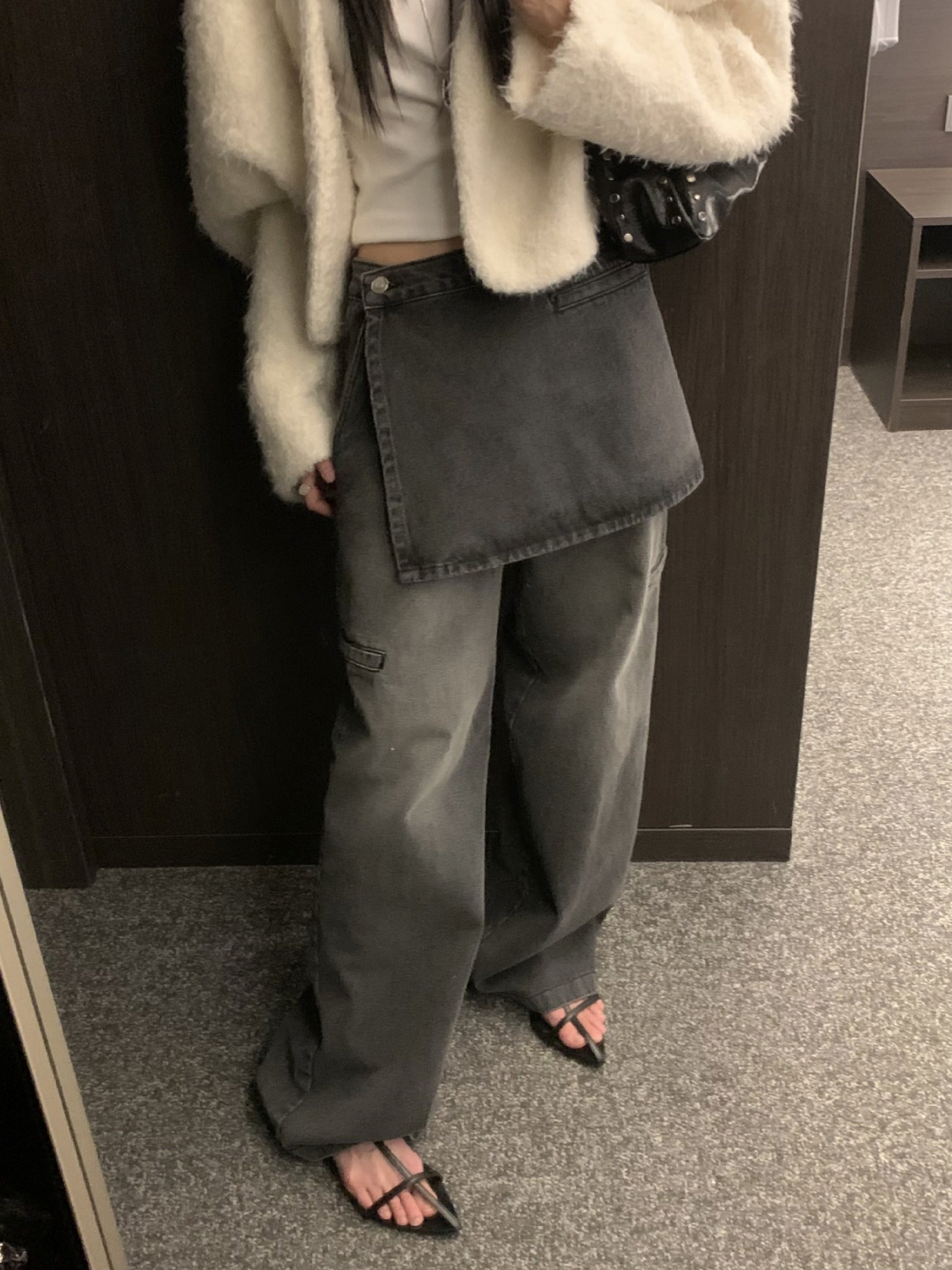 レイヤードルックデニムパンツ