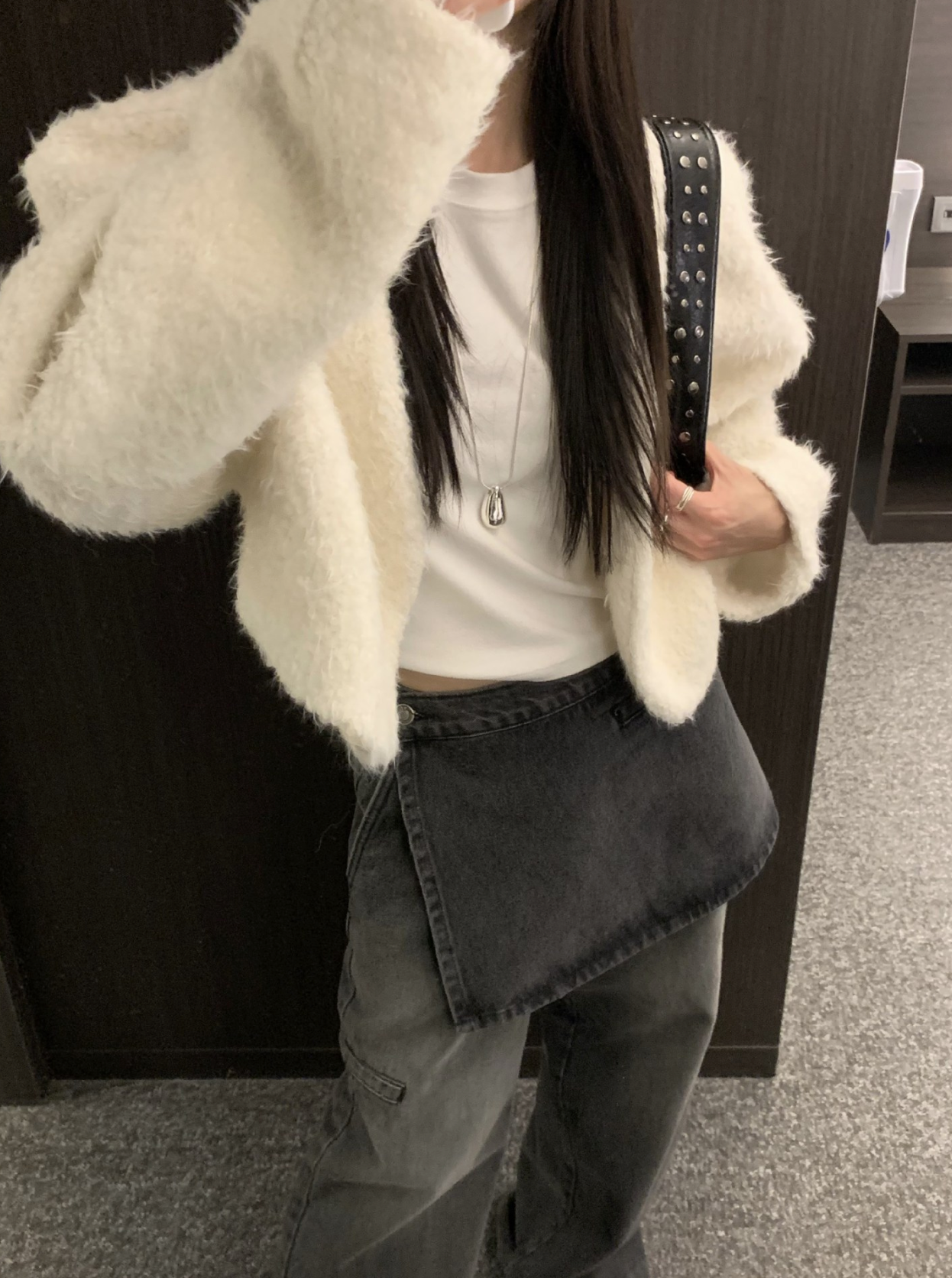 レイヤードルックデニムパンツ