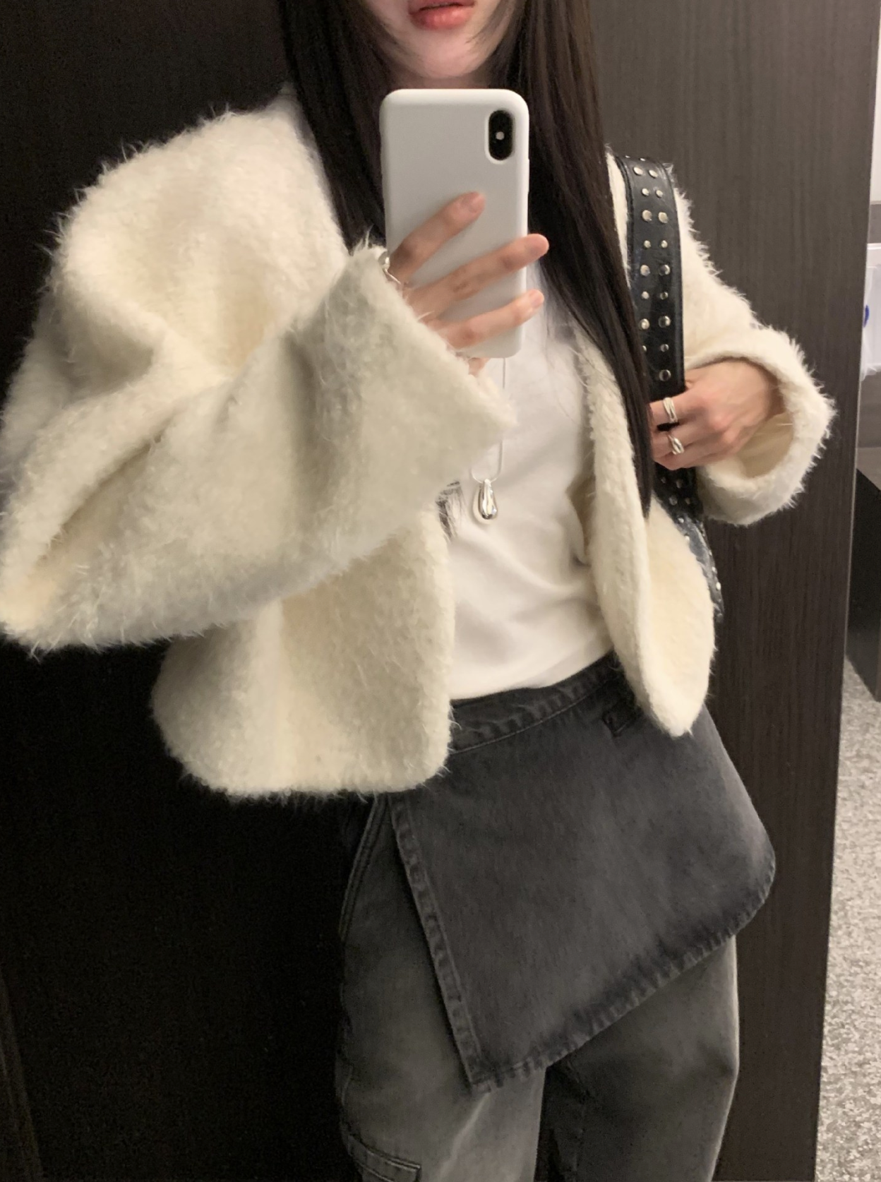 レイヤードルックデニムパンツ