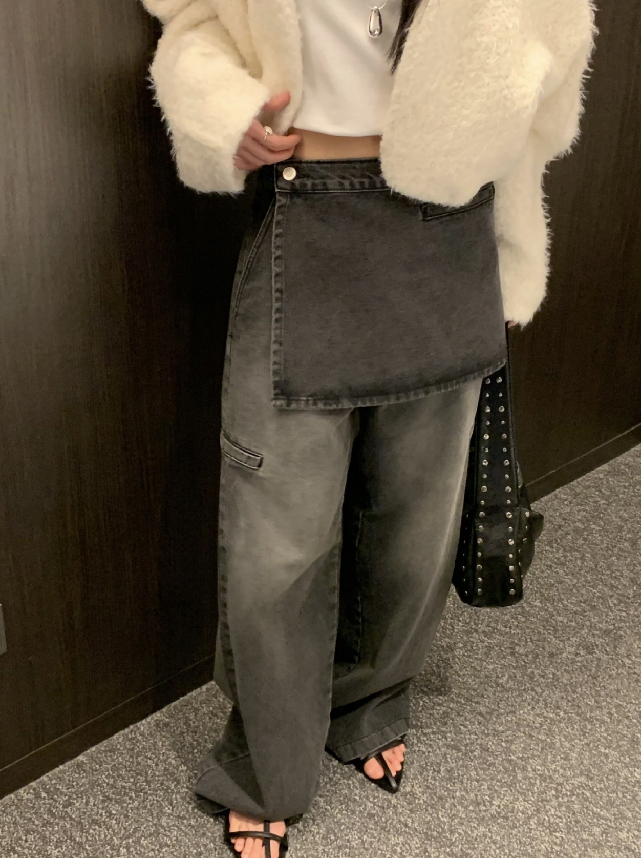 レイヤードルックデニムパンツ