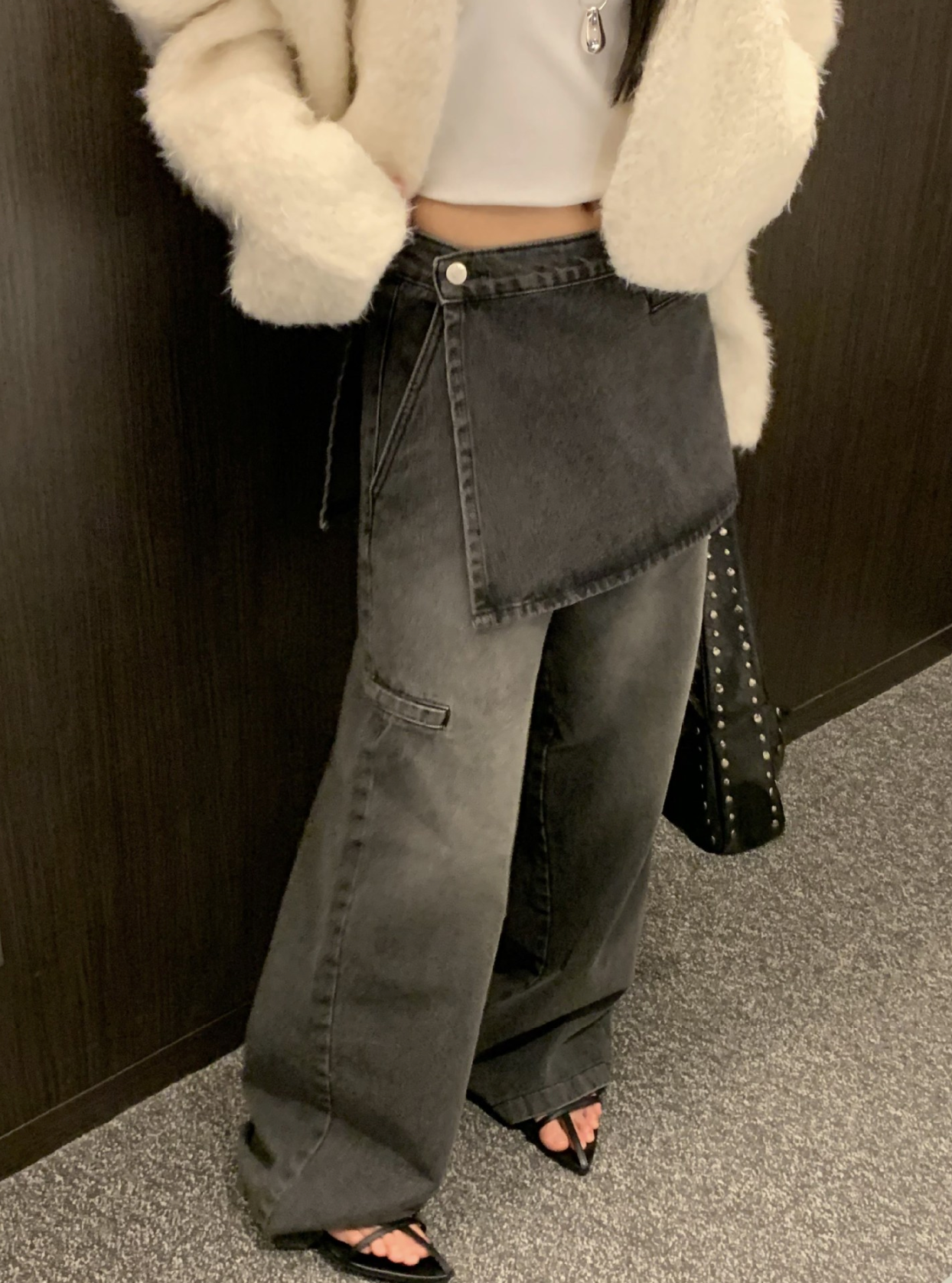 レイヤードルックデニムパンツ