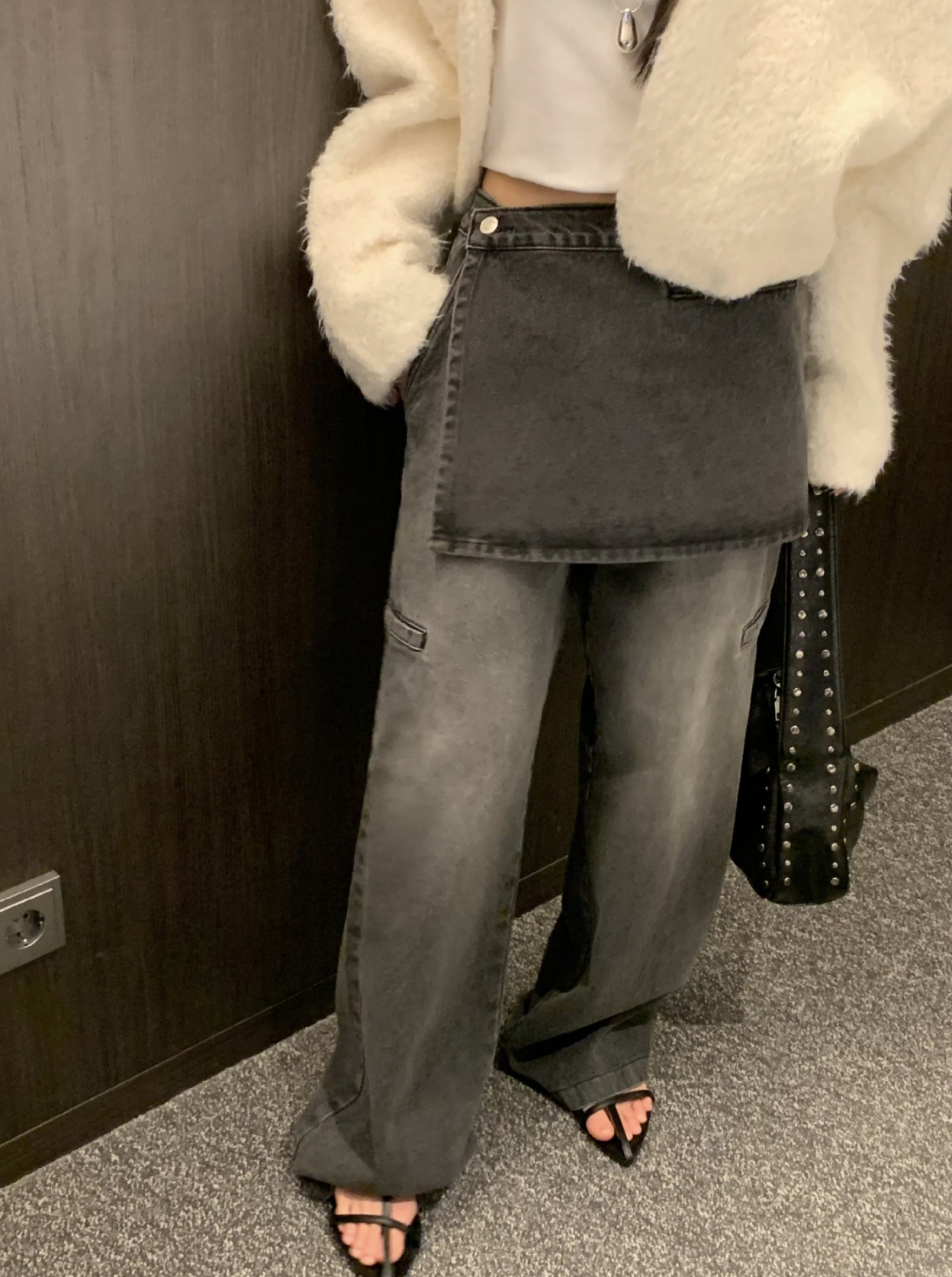 レイヤードルックデニムパンツ