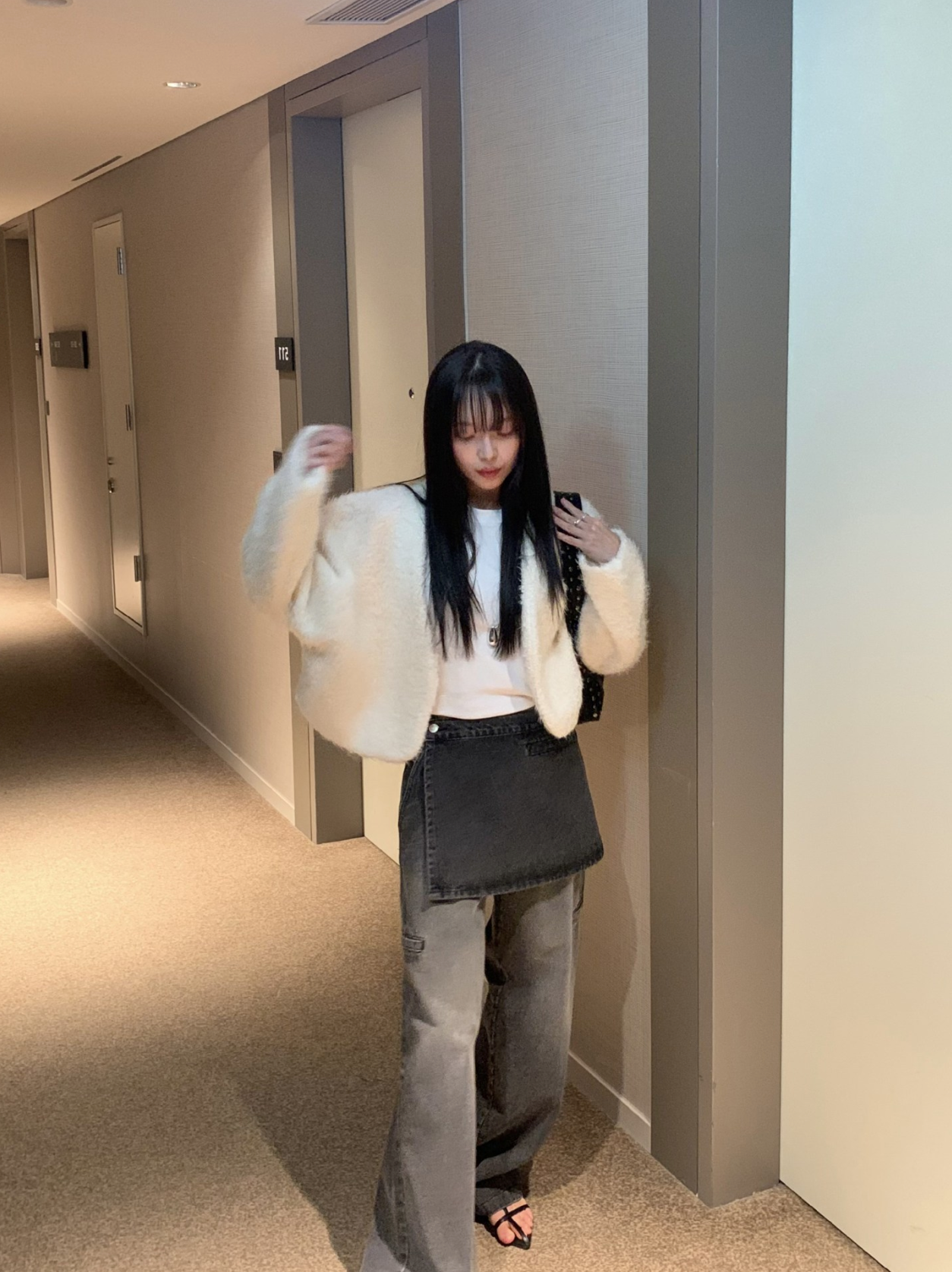 レイヤードルックデニムパンツ