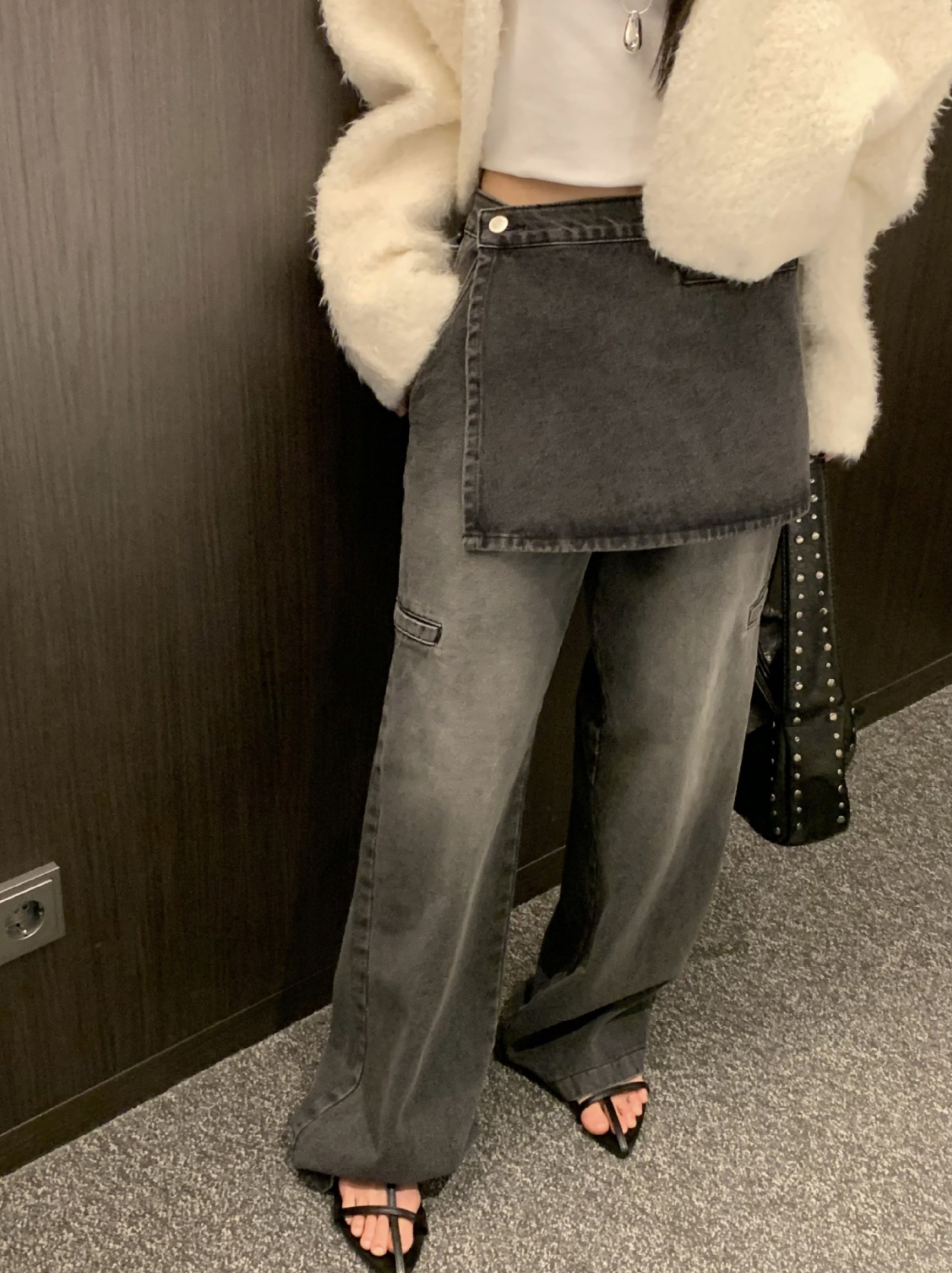 レイヤードルックデニムパンツ