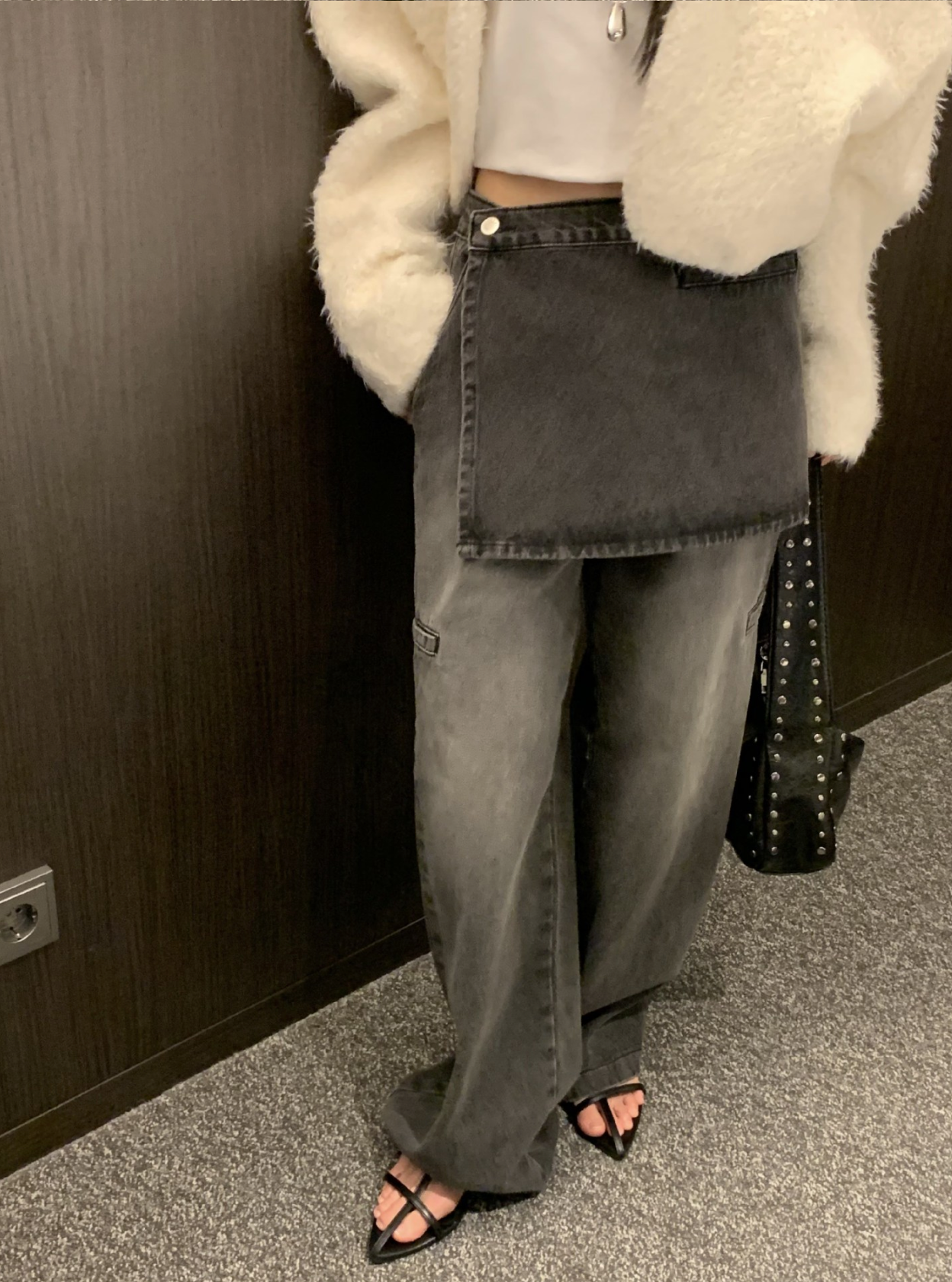 レイヤードルックデニムパンツ