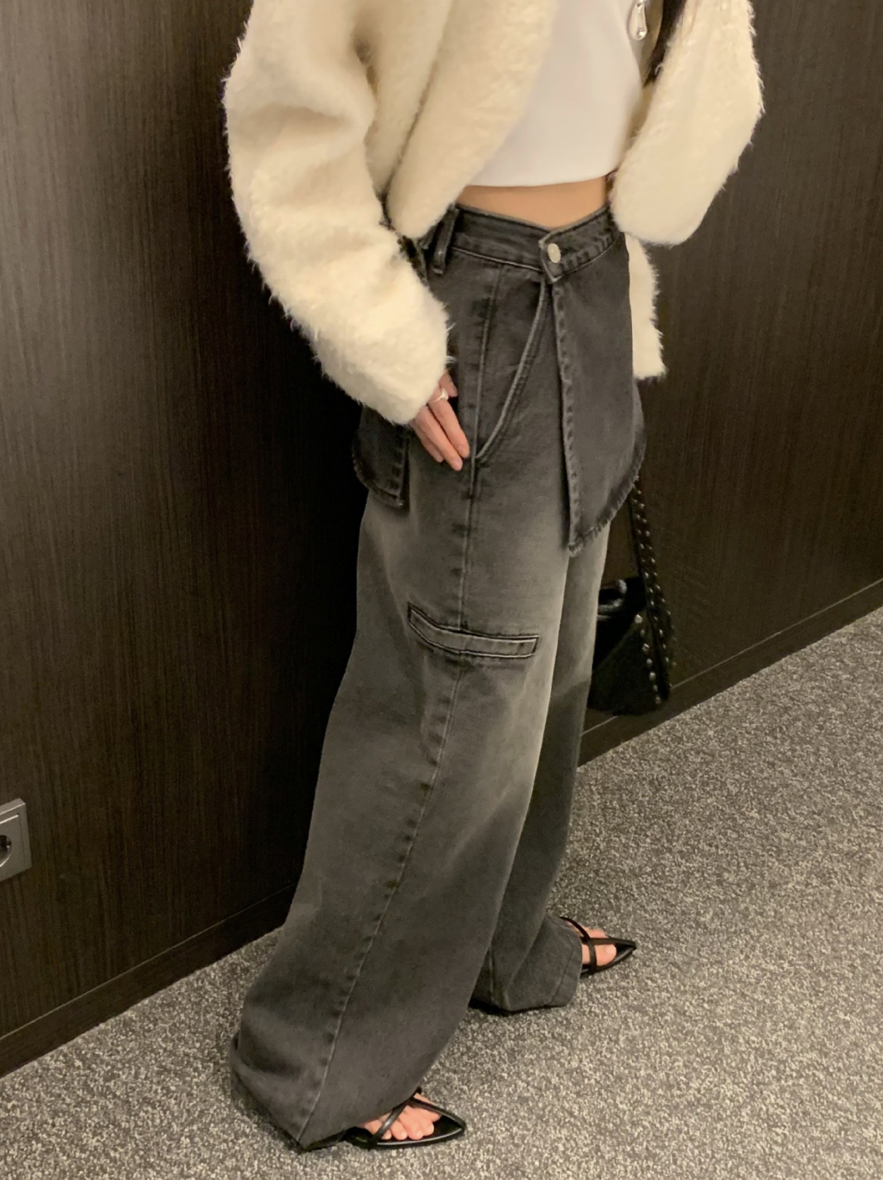 レイヤードルックデニムパンツ