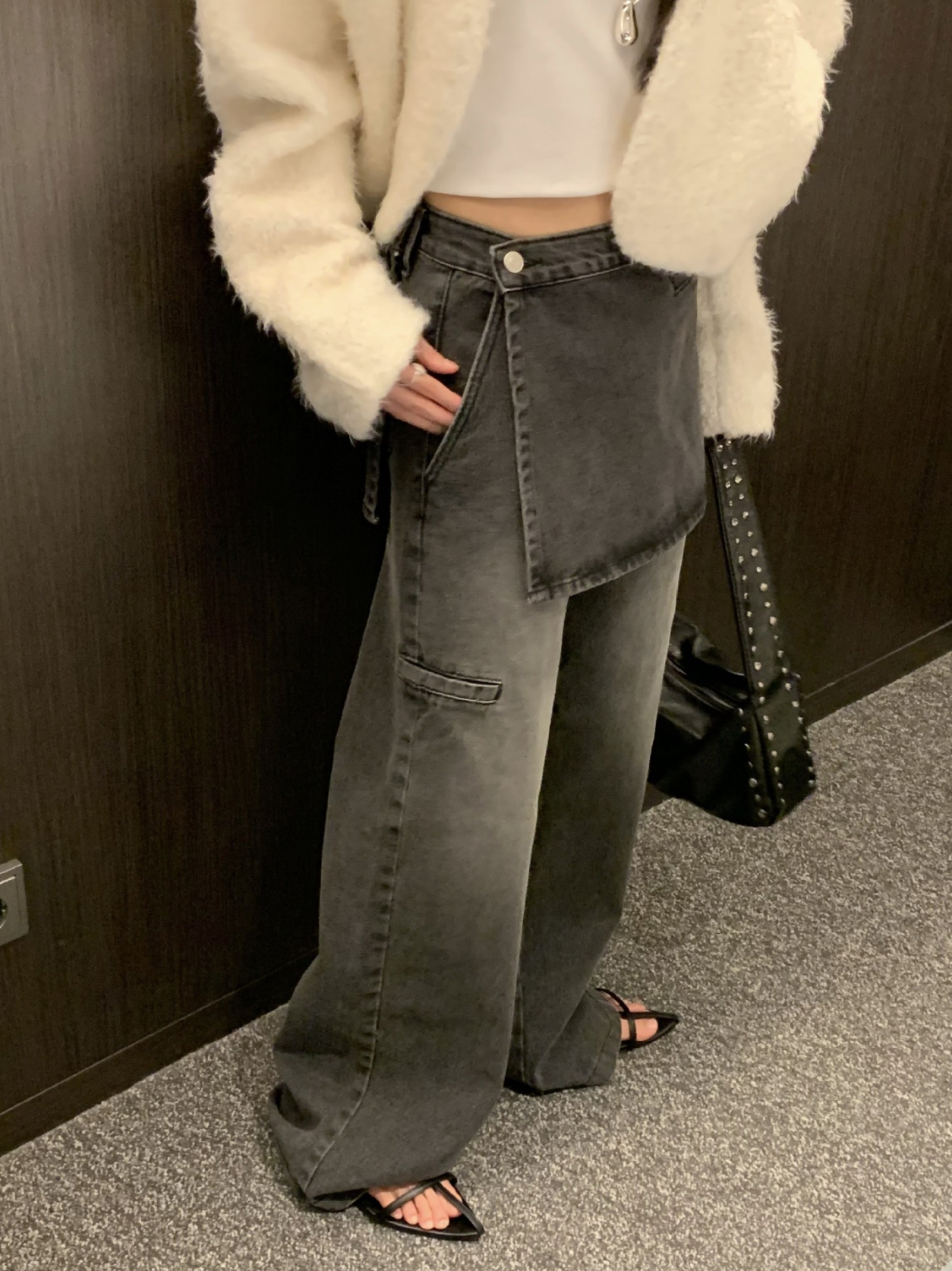 レイヤードルックデニムパンツ