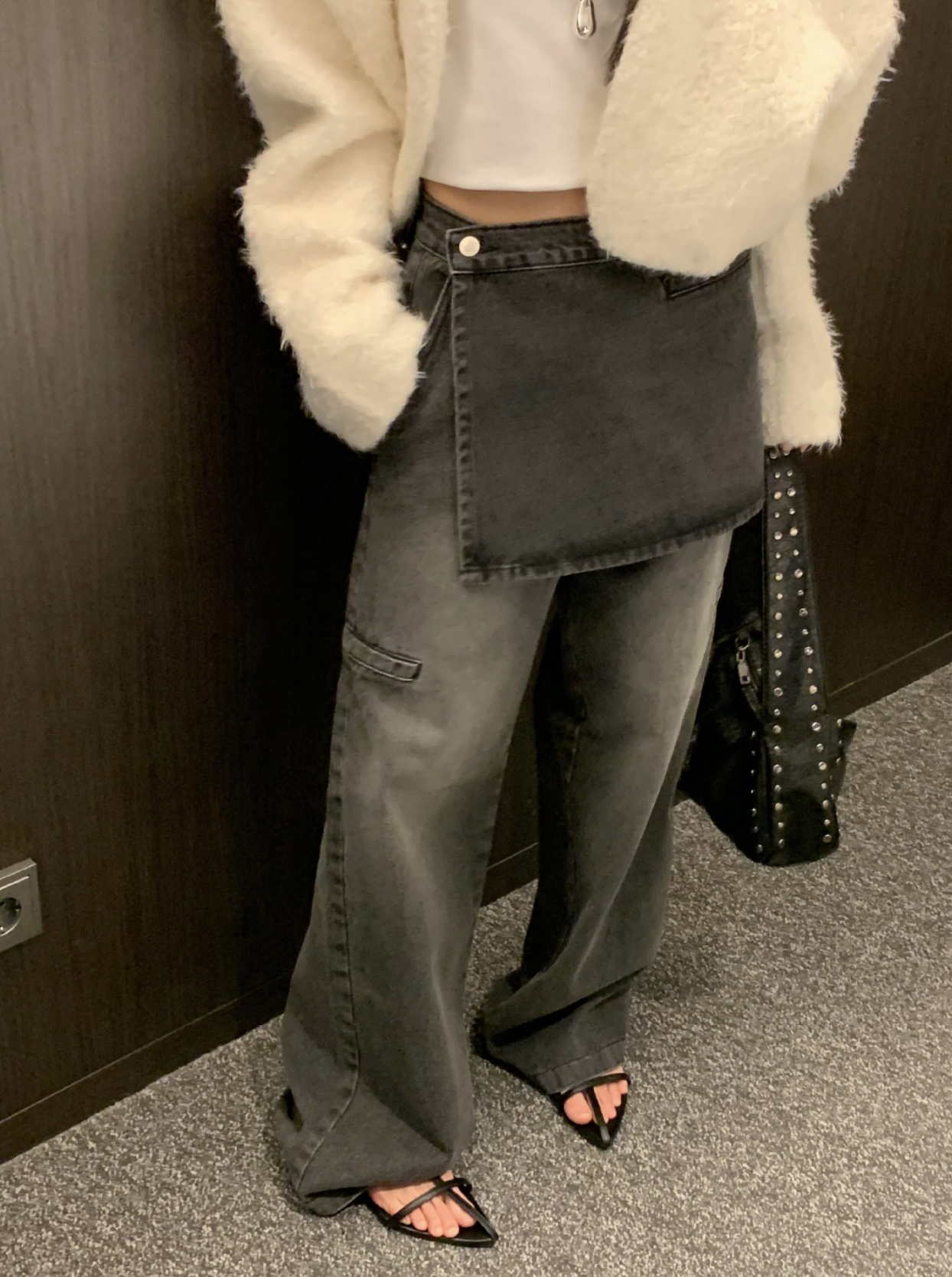 レイヤードルックデニムパンツ