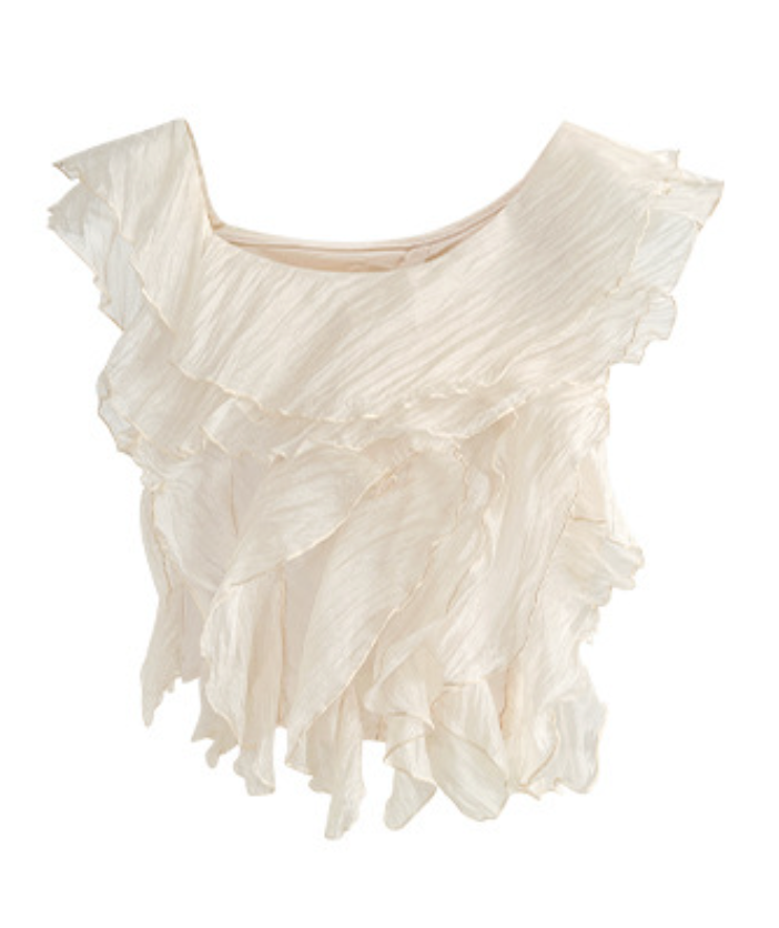 アシンメトリーシフォンフリルトップス