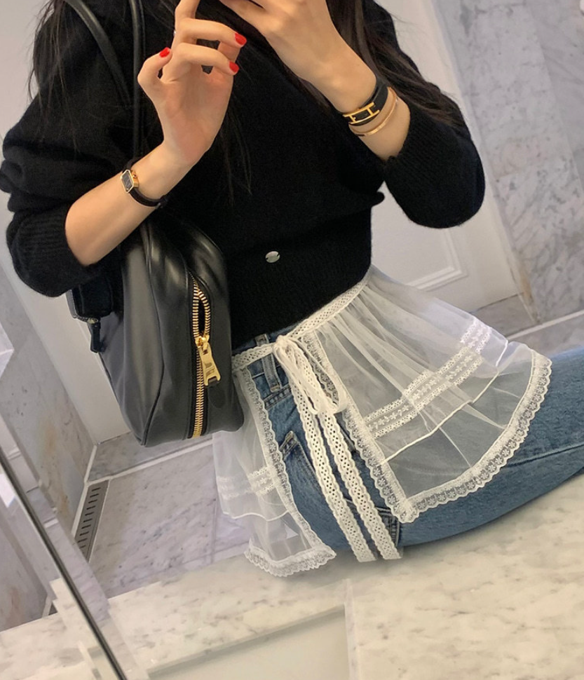 シアーレースティアードラップスカート