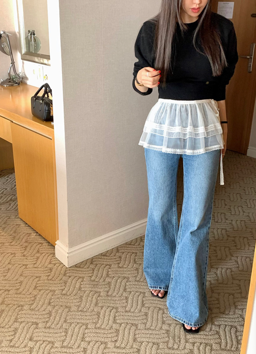 シアーレースティアードラップスカート