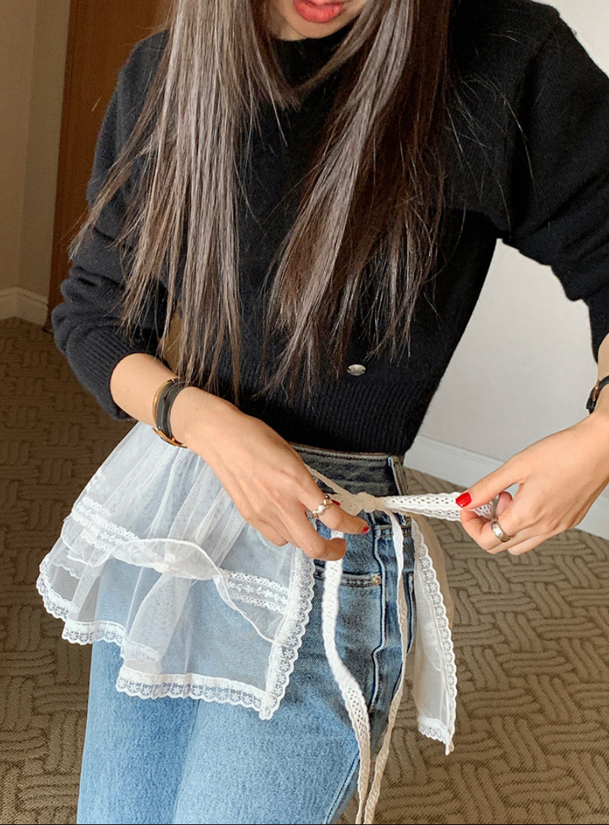 シアーレースティアードラップスカート