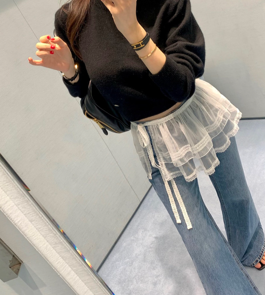 シアーレースティアードラップスカート