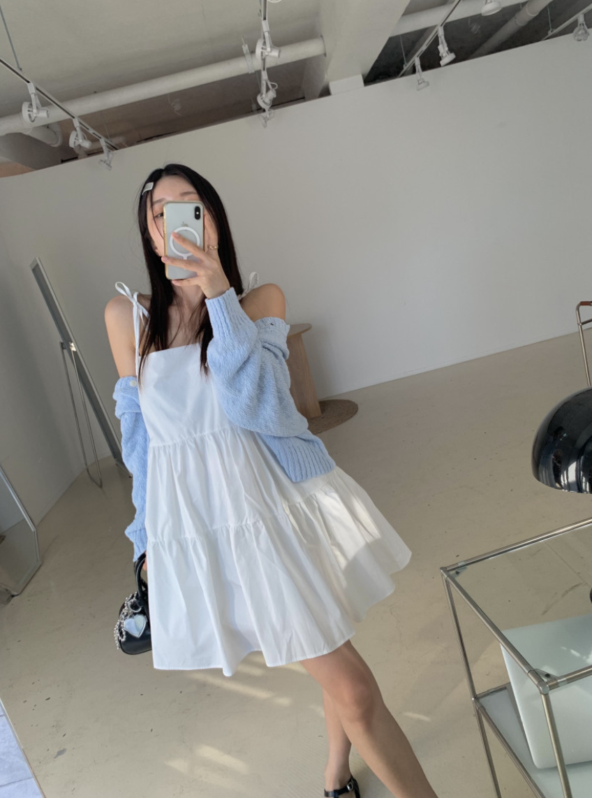 リボンショルダーティアードチュニック