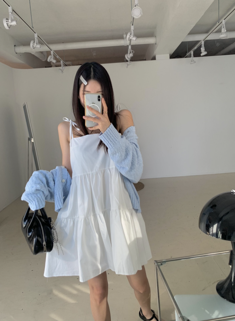 リボンショルダーティアードチュニック