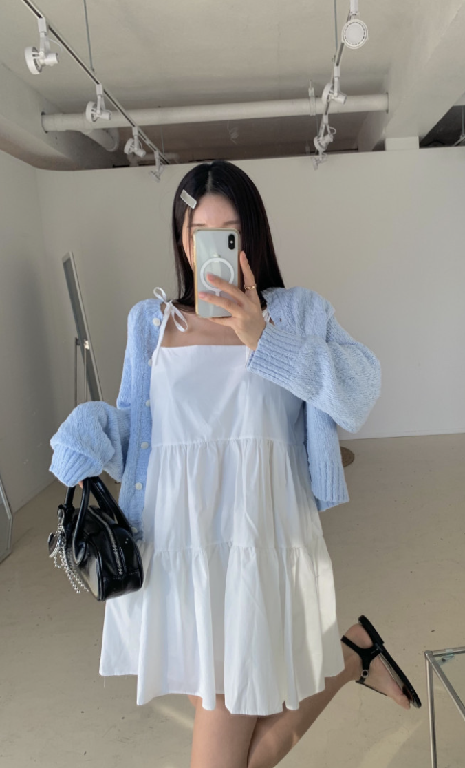 リボンショルダーティアードチュニック