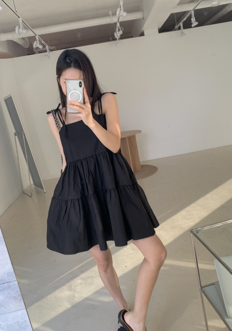 リボンショルダーティアードチュニック