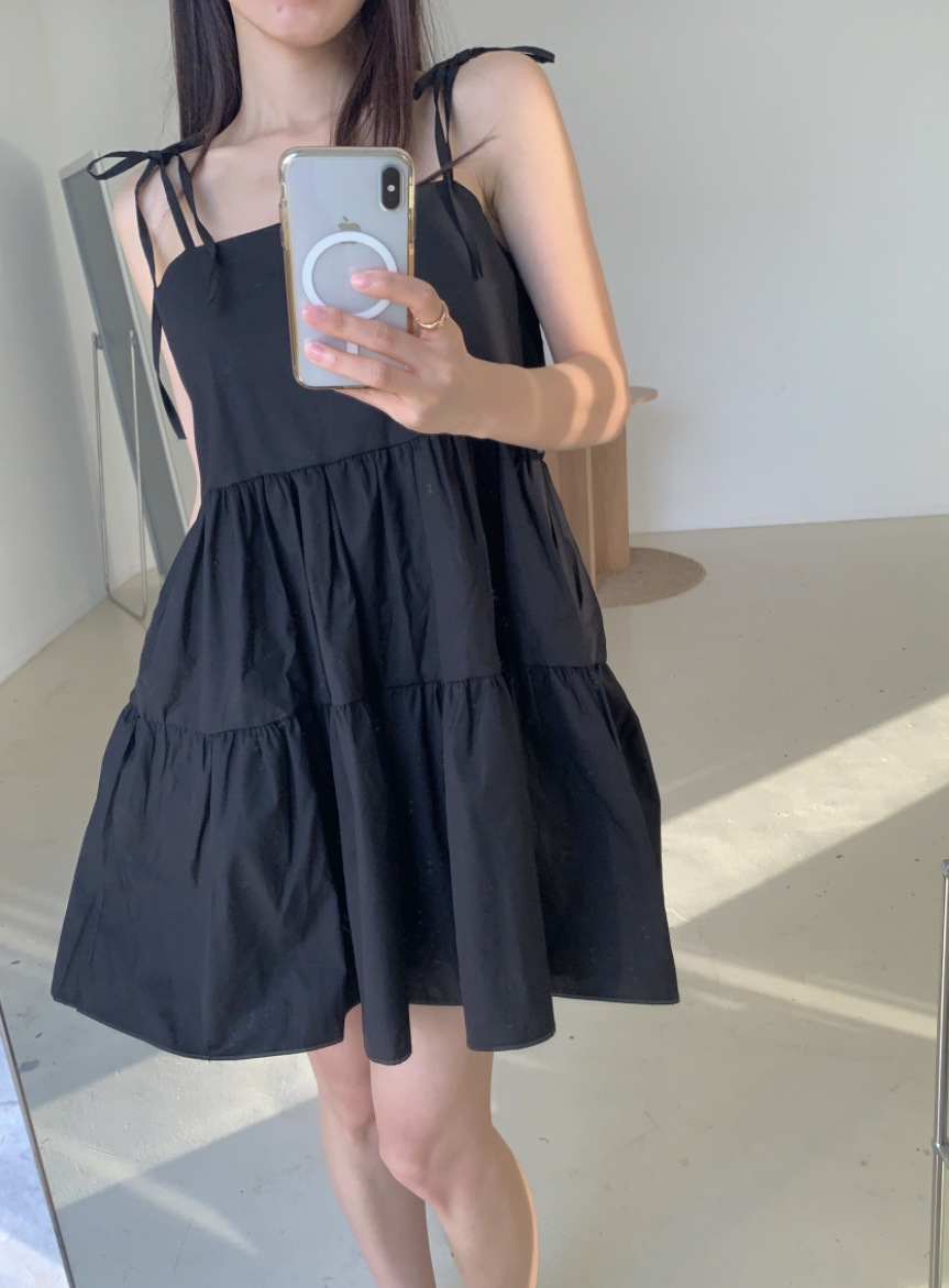 リボンショルダーティアードチュニック