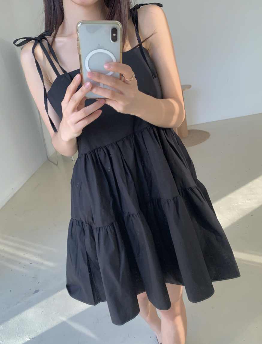 リボンショルダーティアードチュニック