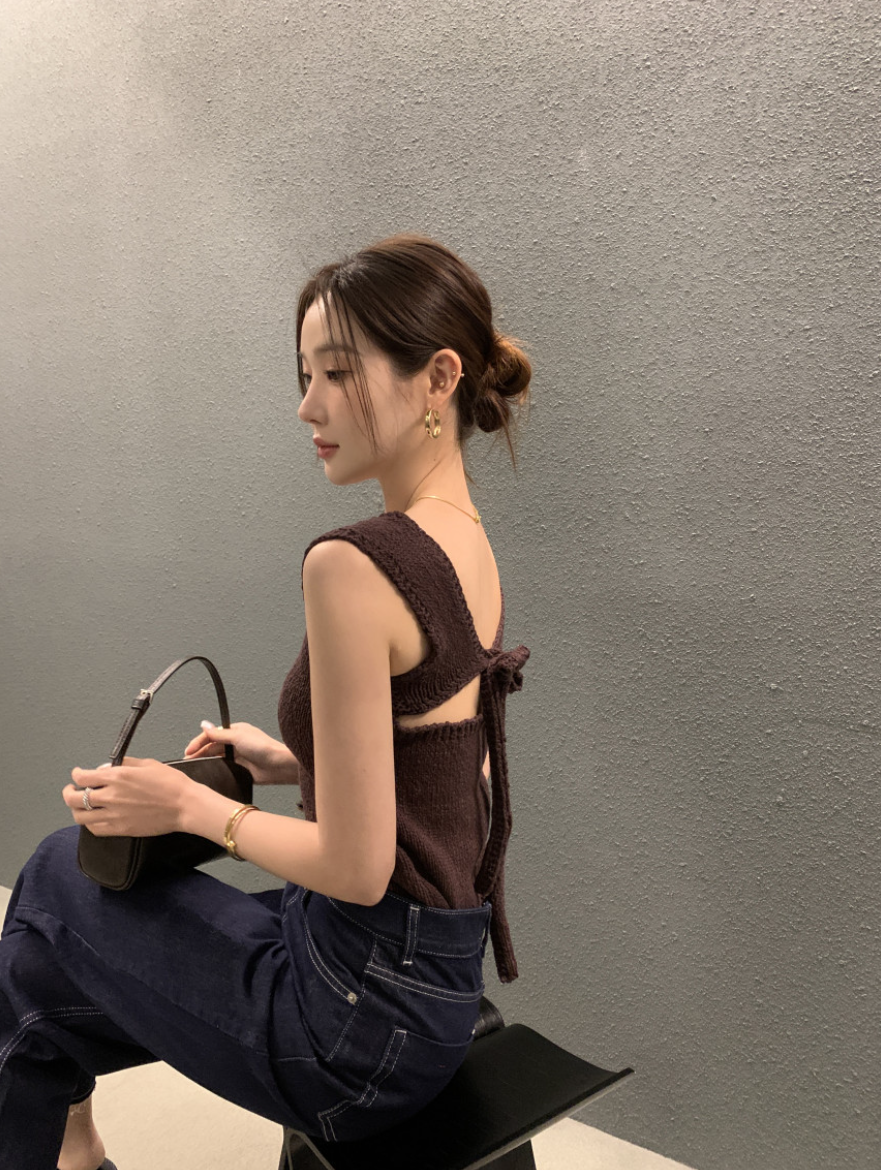 新作【即納 6/5(金)12:00~販売START】バックリボンニットタンクトップ