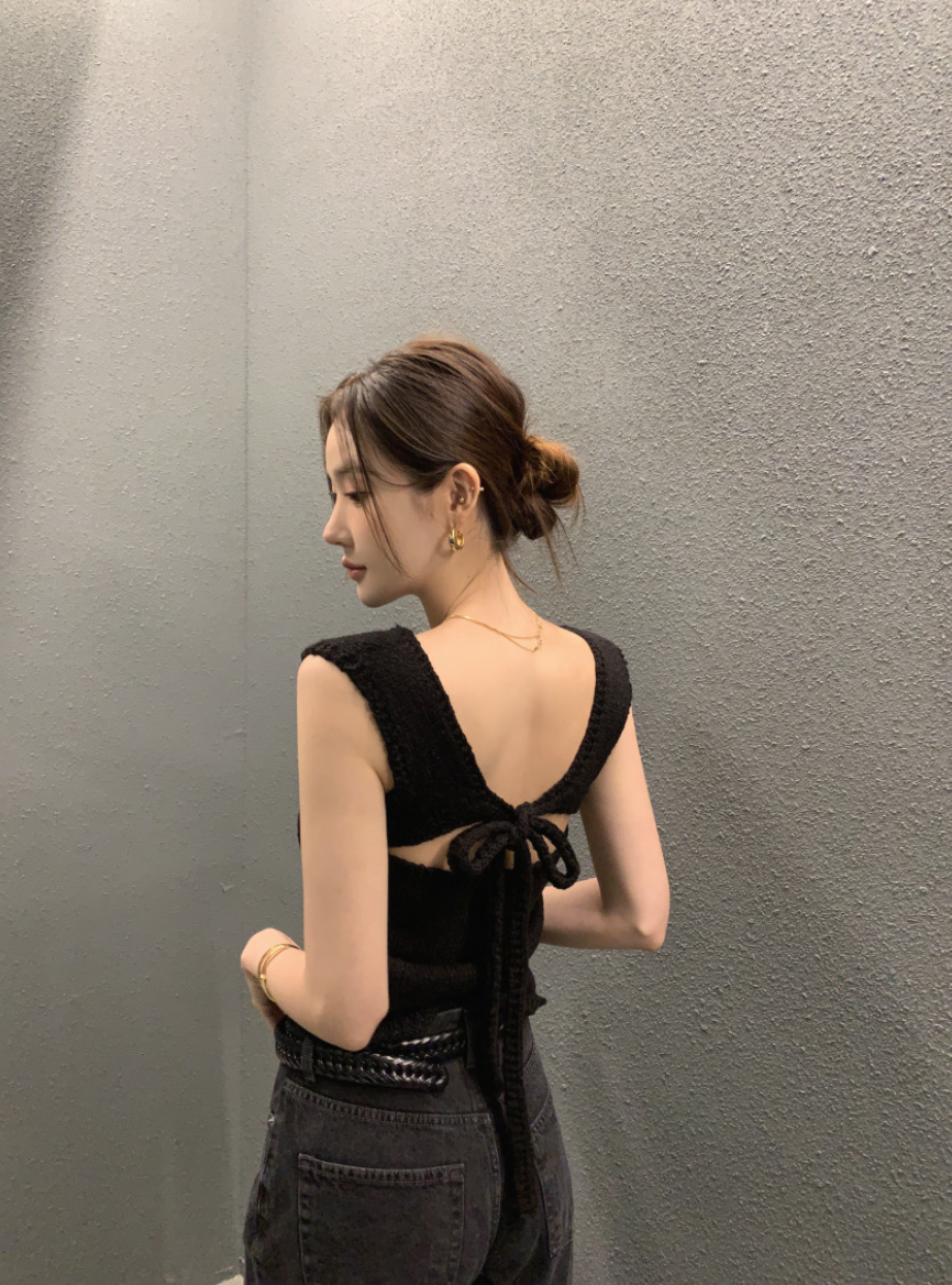 新作【即納 6/5(金)12:00~販売START】バックリボンニットタンクトップ