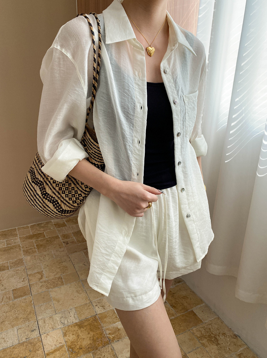 シアーリラックスシャツセットアップ