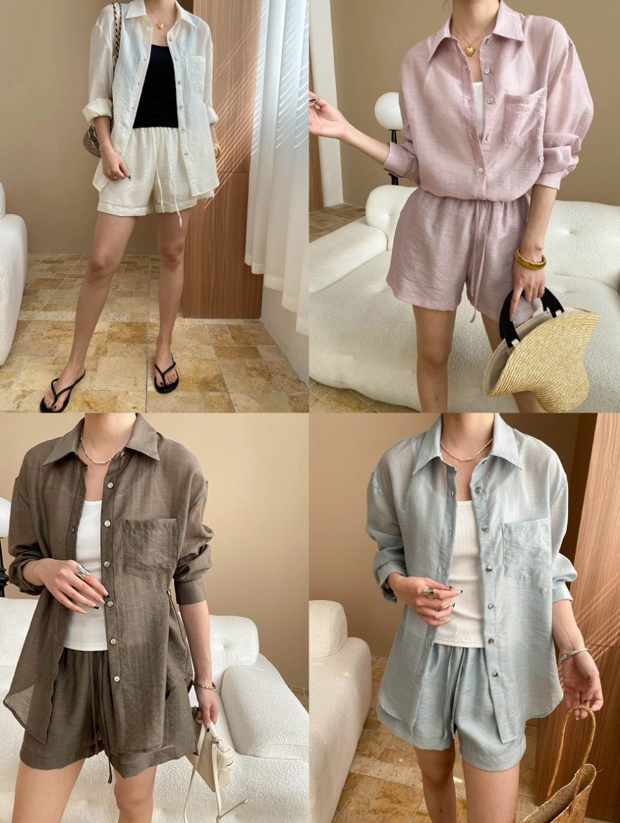 シアーリラックスシャツセットアップ