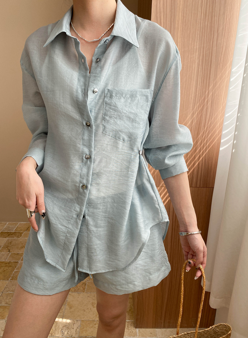 シアーリラックスシャツセットアップ