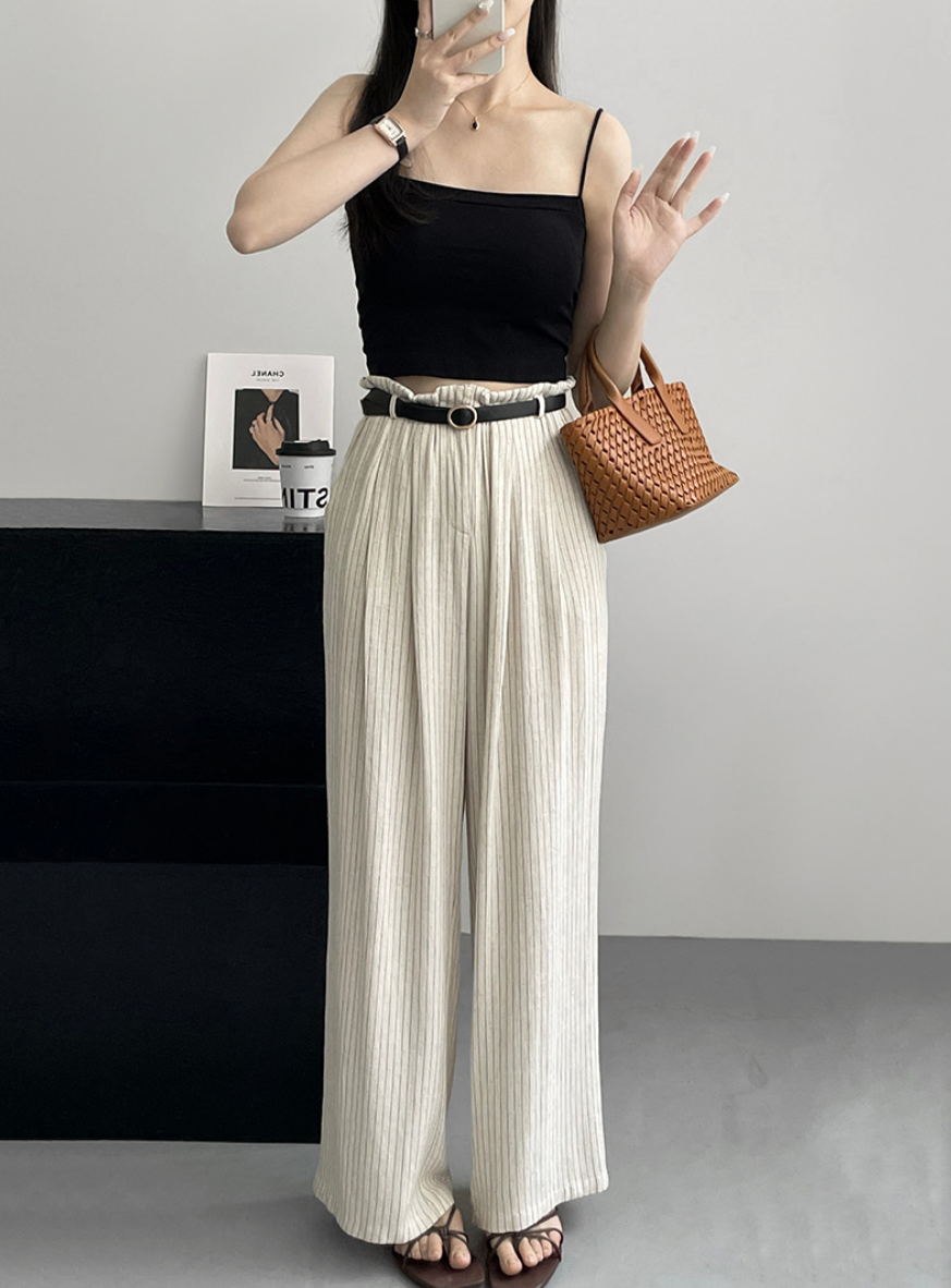 ピンストライプタックワイドパンツ