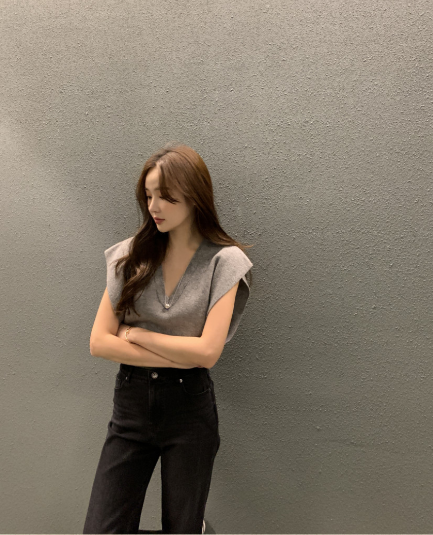週末限定2BUY10%OFF|《グレー新色追加》【即納】Vネックニットベスト