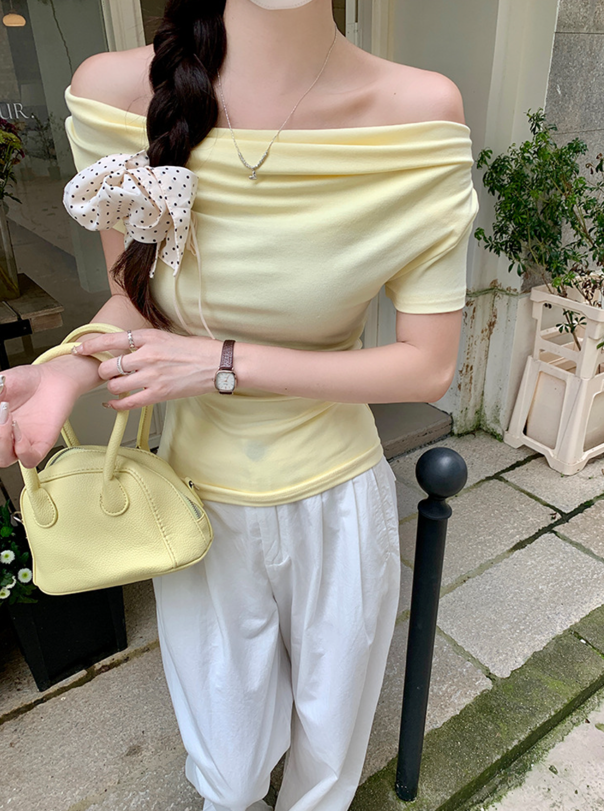 【5/16(金)~販売START】オフショルダーギャザースリーブトップス
