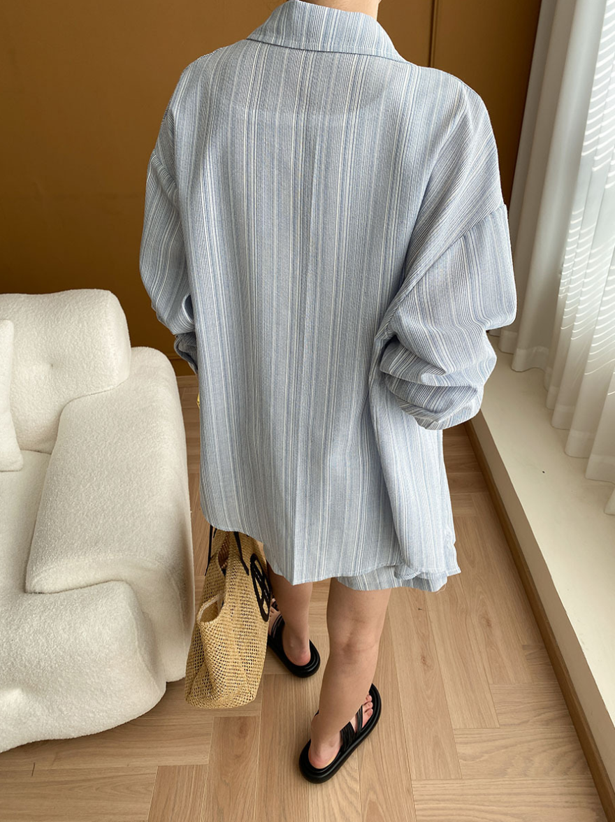 ストライプシャツセットアップ