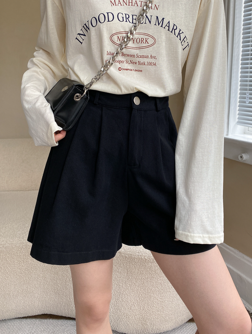 ハイウエストタックショートパンツ