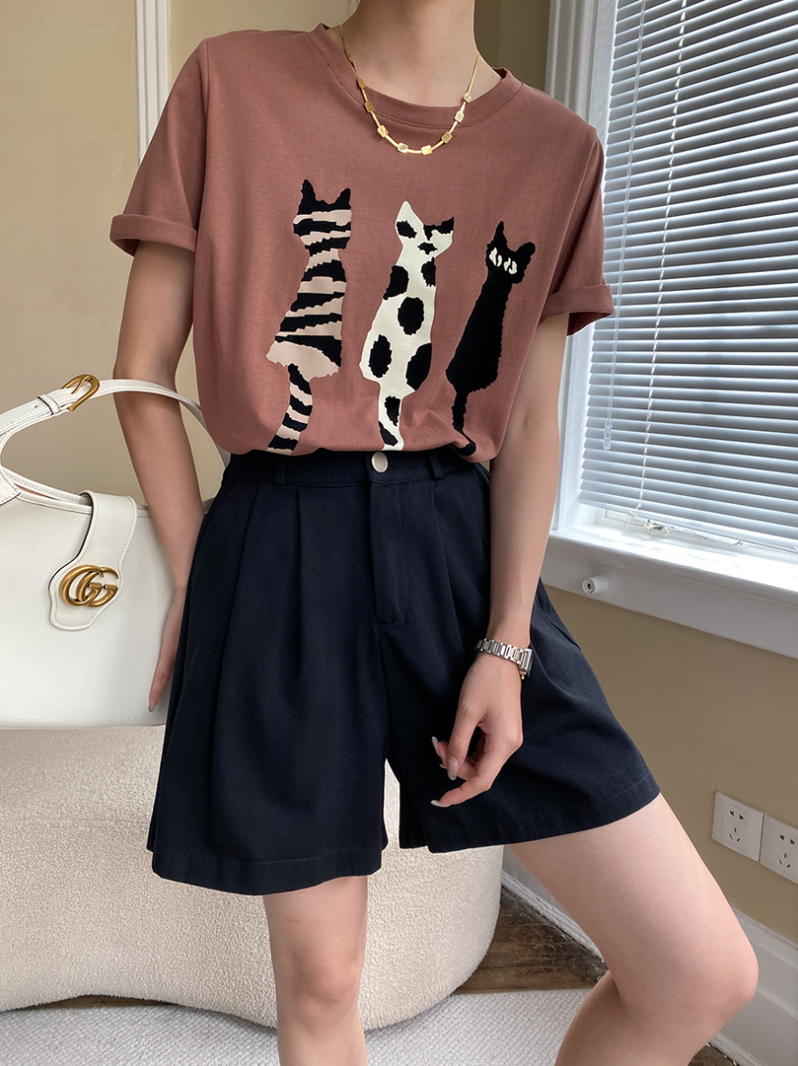 ハイウエストタックショートパンツ