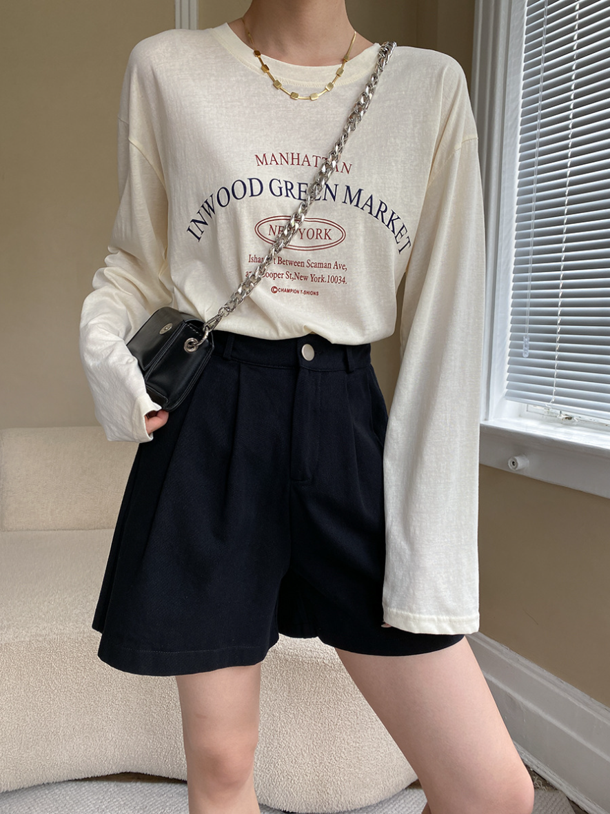 ハイウエストタックショートパンツ