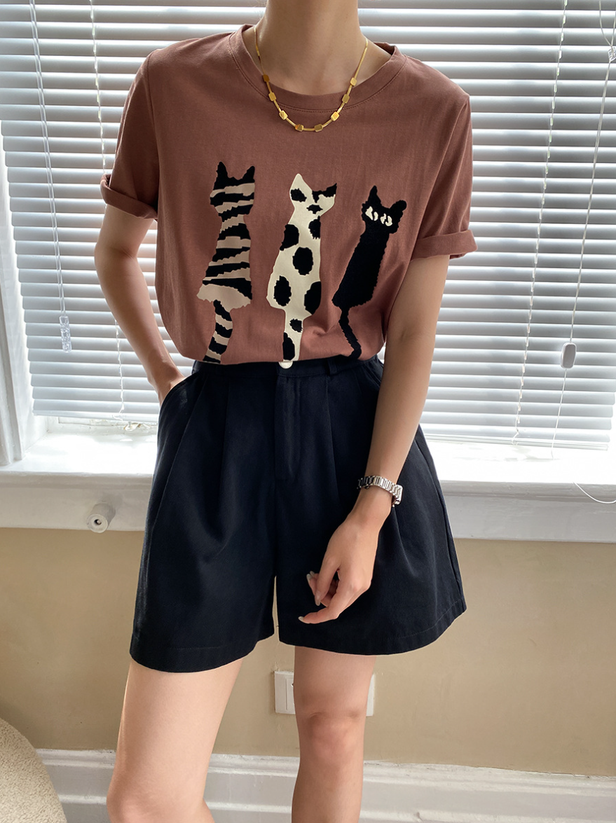 ハイウエストタックショートパンツ