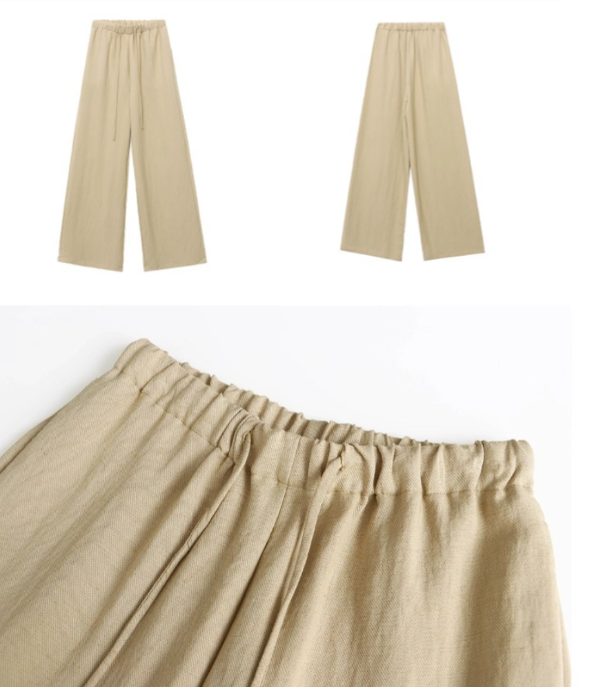 リネン混ワイドパンツ