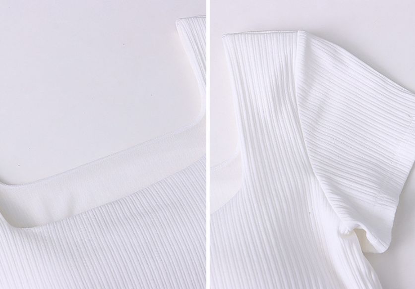 カップ付きスクエアネックリブトップス